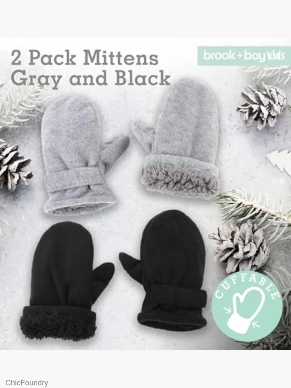 Toddler Fleece Hat & Mittens Set Sherpa Lined Winter
